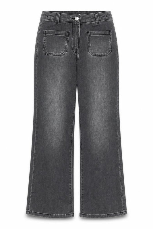 Next Girls Grey Wide-Leg Stretch Jeans 10 Years High Rise Casual