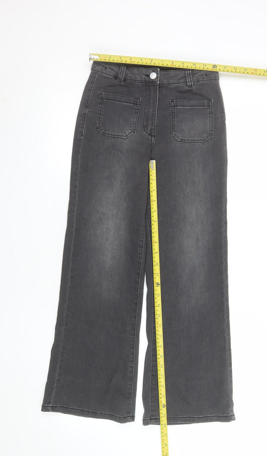 Next Girls Grey Wide-Leg Stretch Jeans 10 Years High Rise Casual