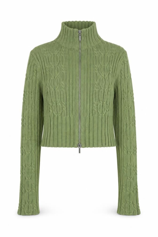 Reclaimed Vintage Women’s Green Cropped Knit Zip Jacket UK 6