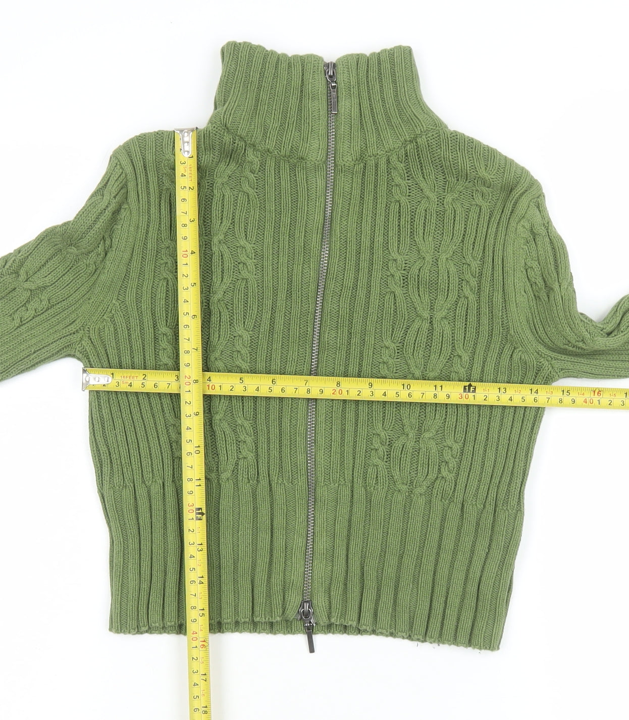 Reclaimed Vintage Women’s Green Cropped Knit Zip Jacket UK 6