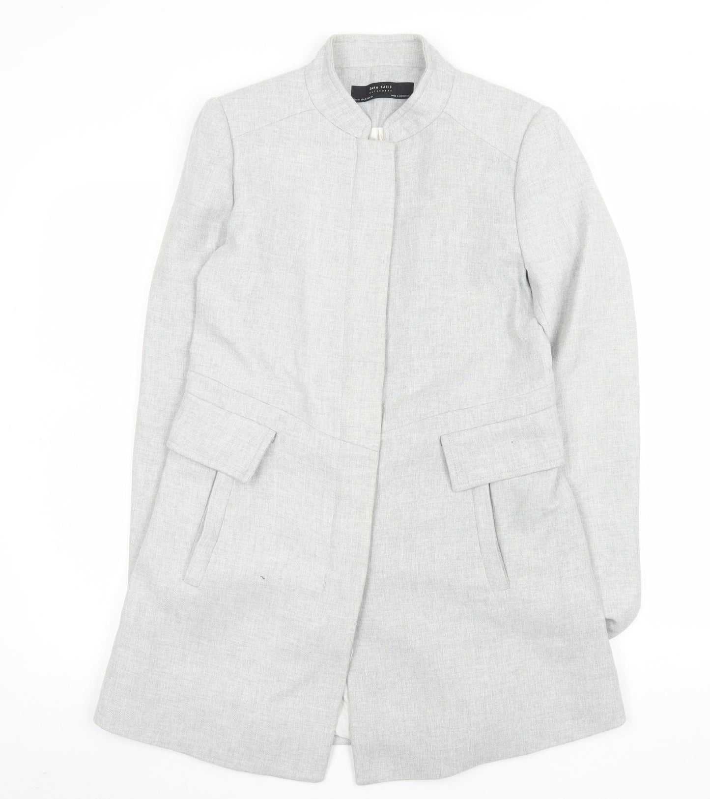 Zara Women Grey Mid-Length Overcoat Size 12 Lined Classic Style