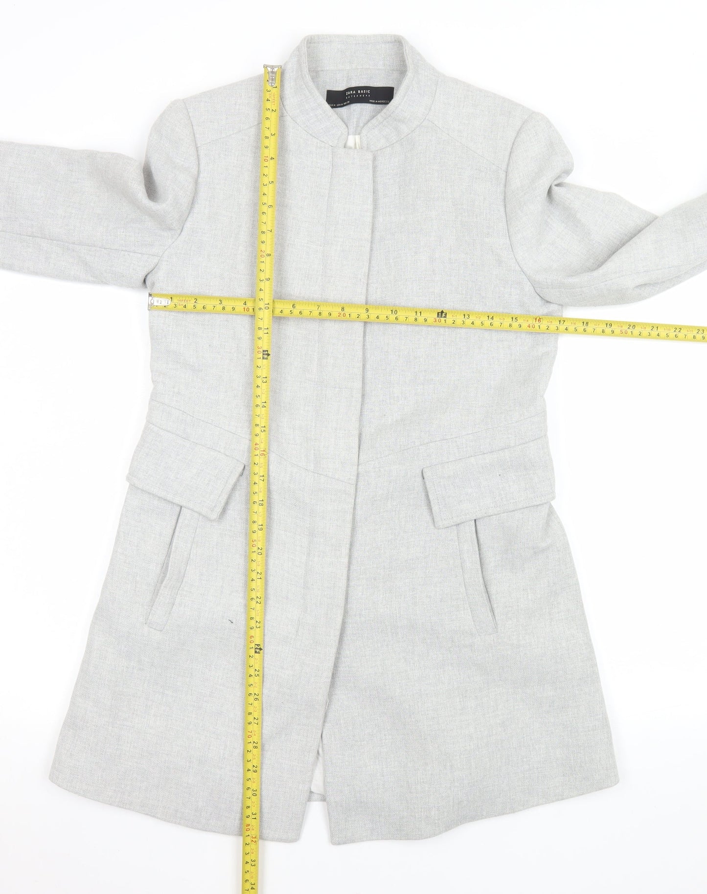 Zara Women Grey Mid-Length Overcoat Size 12 Lined Classic Style