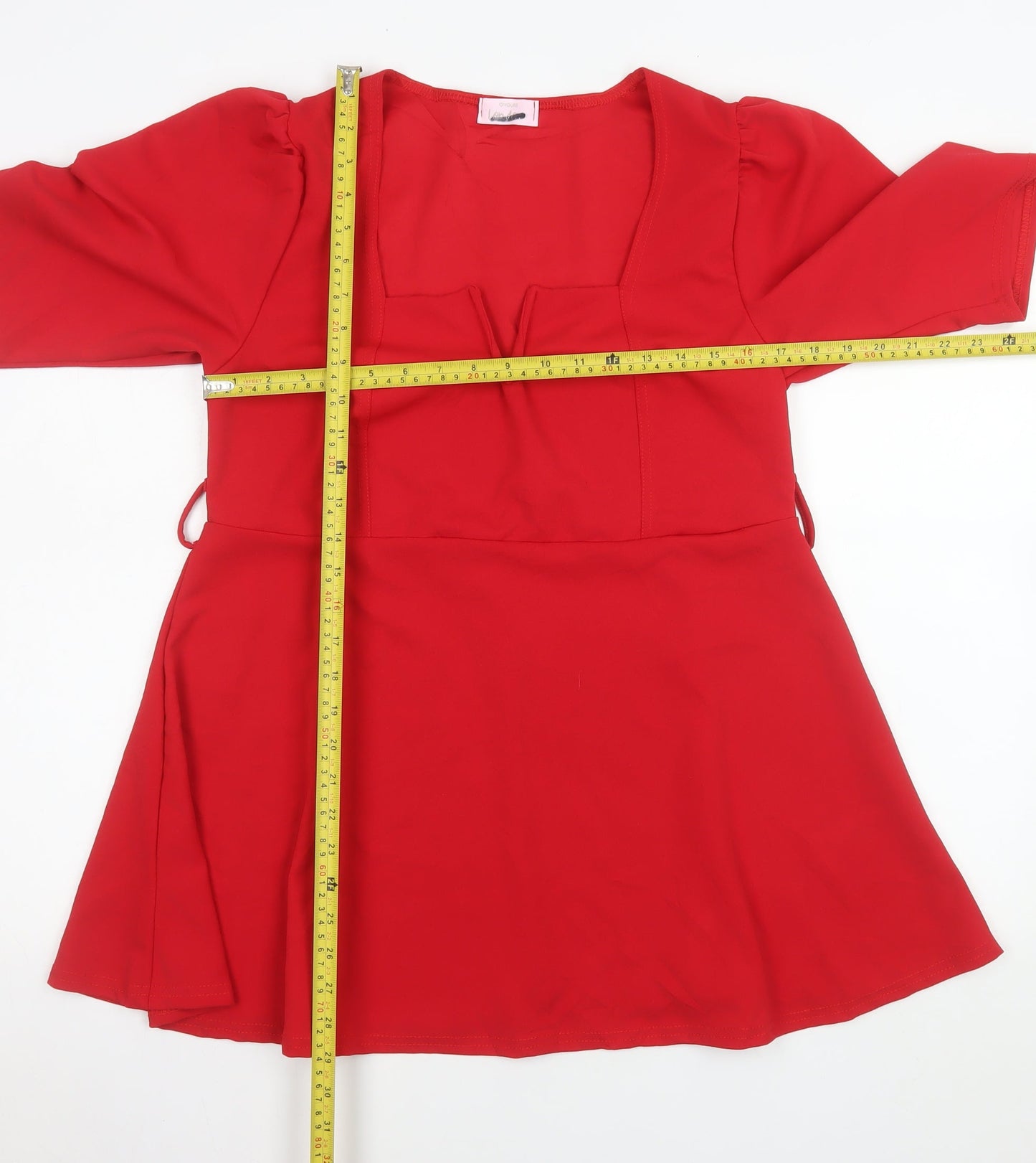 Yours Women Red Plus Size 16 Fit & Flare Dress 3/4 Sleeve V-Neck