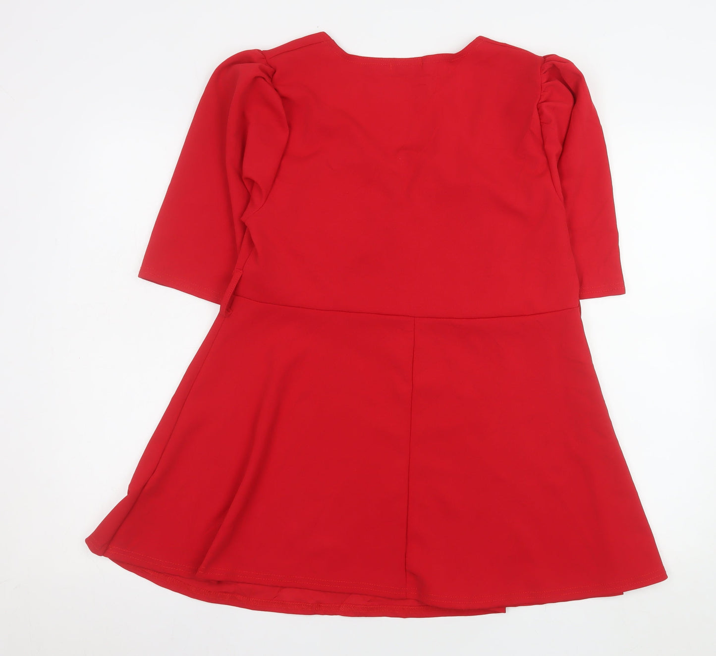 Yours Women Red Plus Size 16 Fit & Flare Dress 3/4 Sleeve V-Neck
