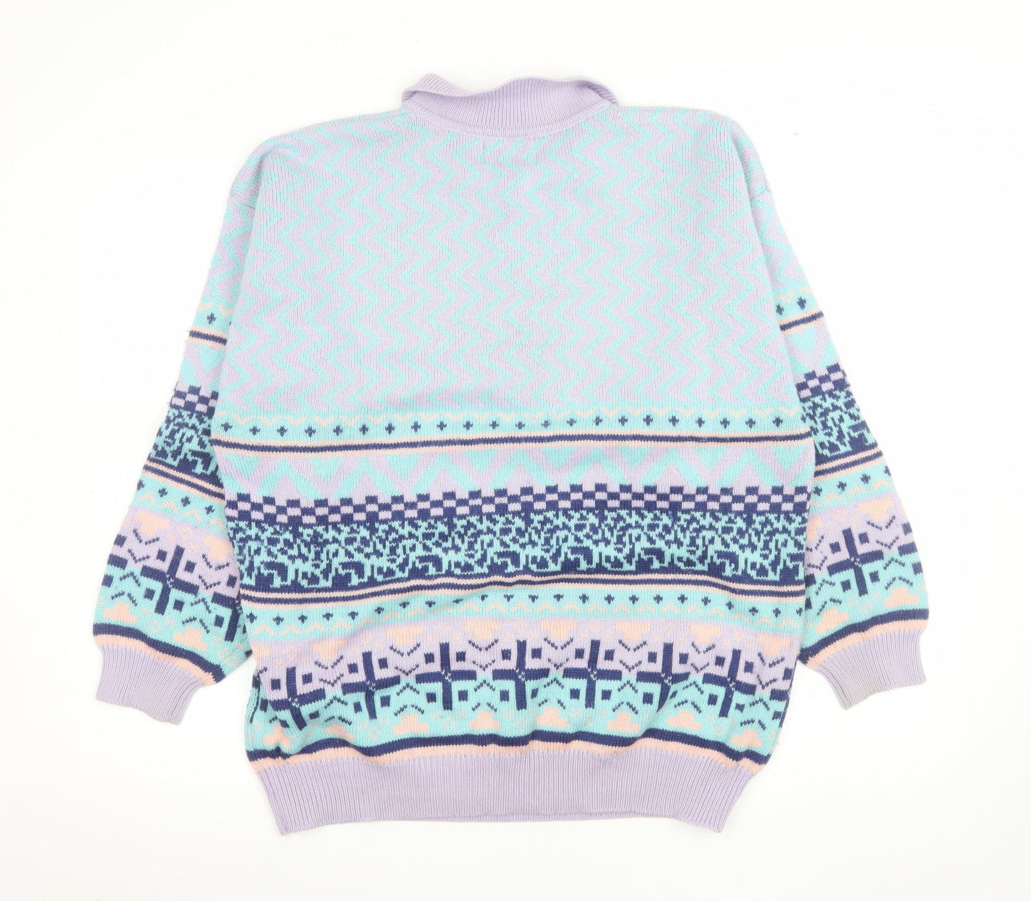 Dash Women’s Multicoloured Retro Collared Henley Knit Jumper Size S