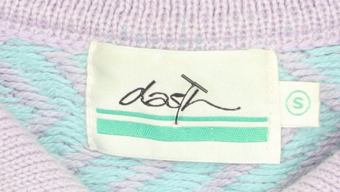 Dash Women’s Multicoloured Retro Collared Henley Knit Jumper Size S