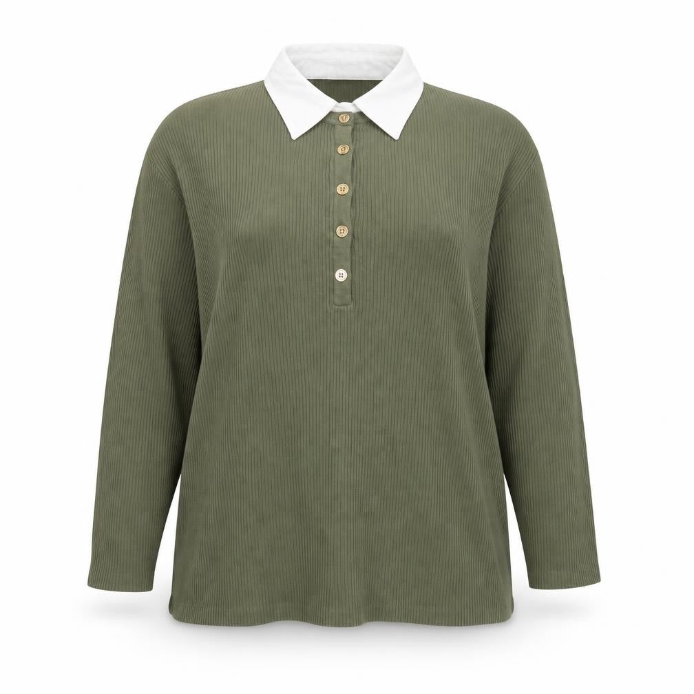 Ralph Lauren Women's Green Collared Button-Up Long Sleeve Top XL