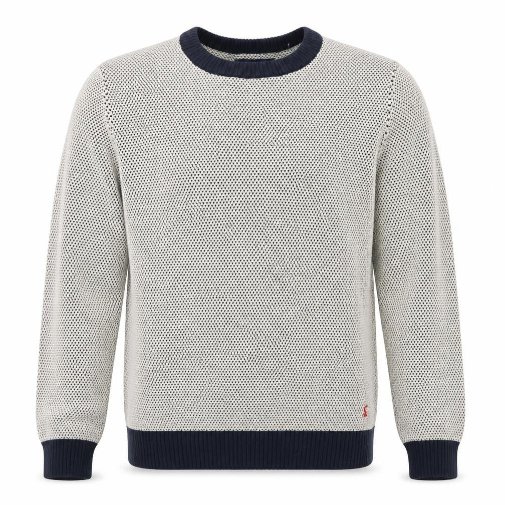 Joules Men’s Beige Cotton Crew Neck Jumper Size M Classic Knit