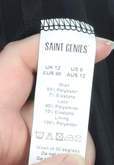 Saint Genies Women’s Black Lace Slip Dress Size 12 Party Wear