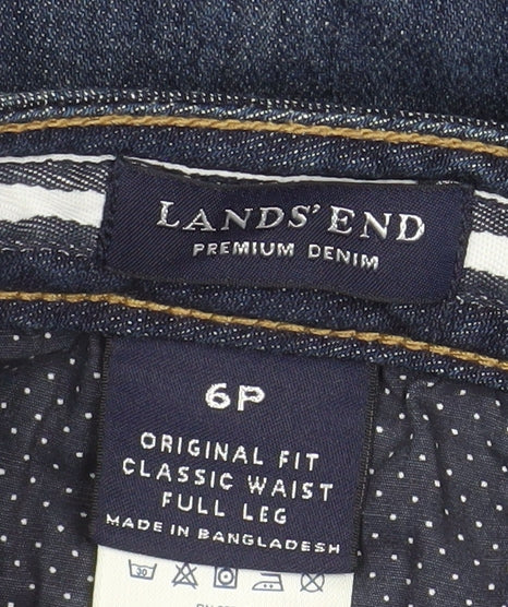 Lands' End Women Blue Size 6P Classic Wide-Leg Denim Jeans