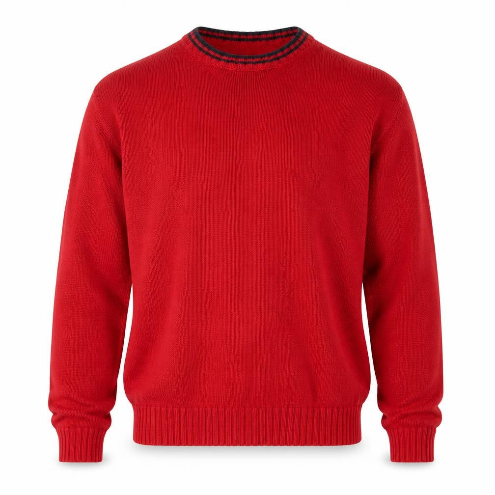 Marks and Spencer Men's Red Cotton Crew Neck Jumper Medium