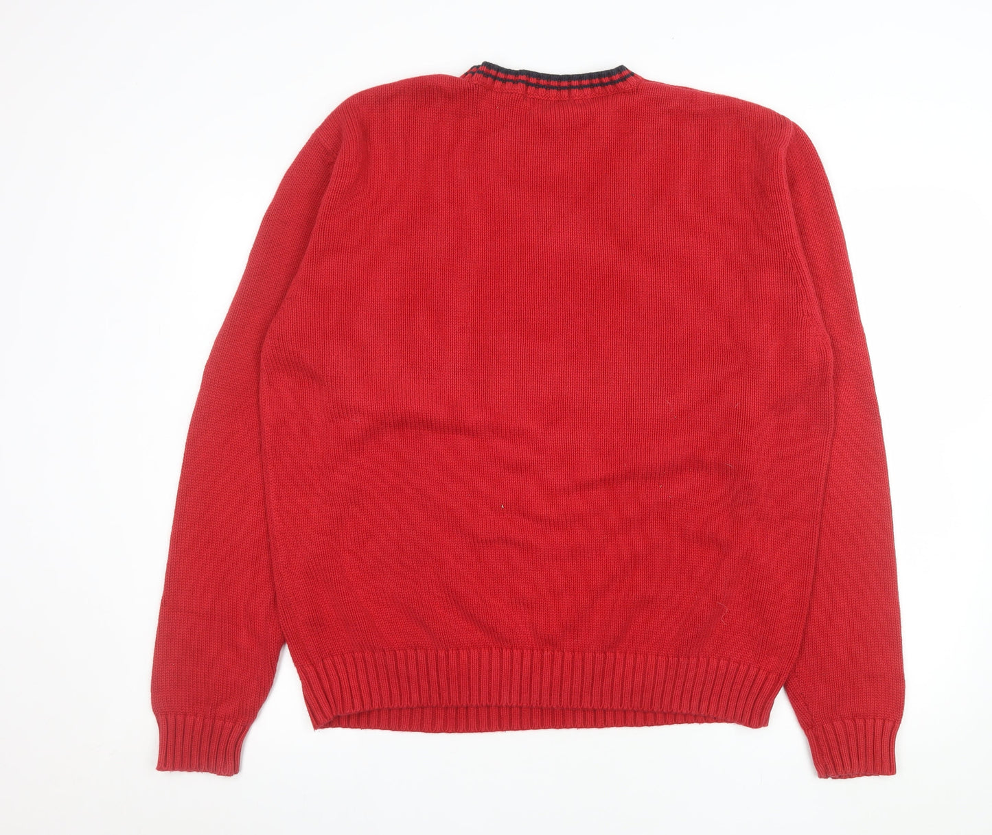 Marks and Spencer Men's Red Cotton Crew Neck Jumper Medium