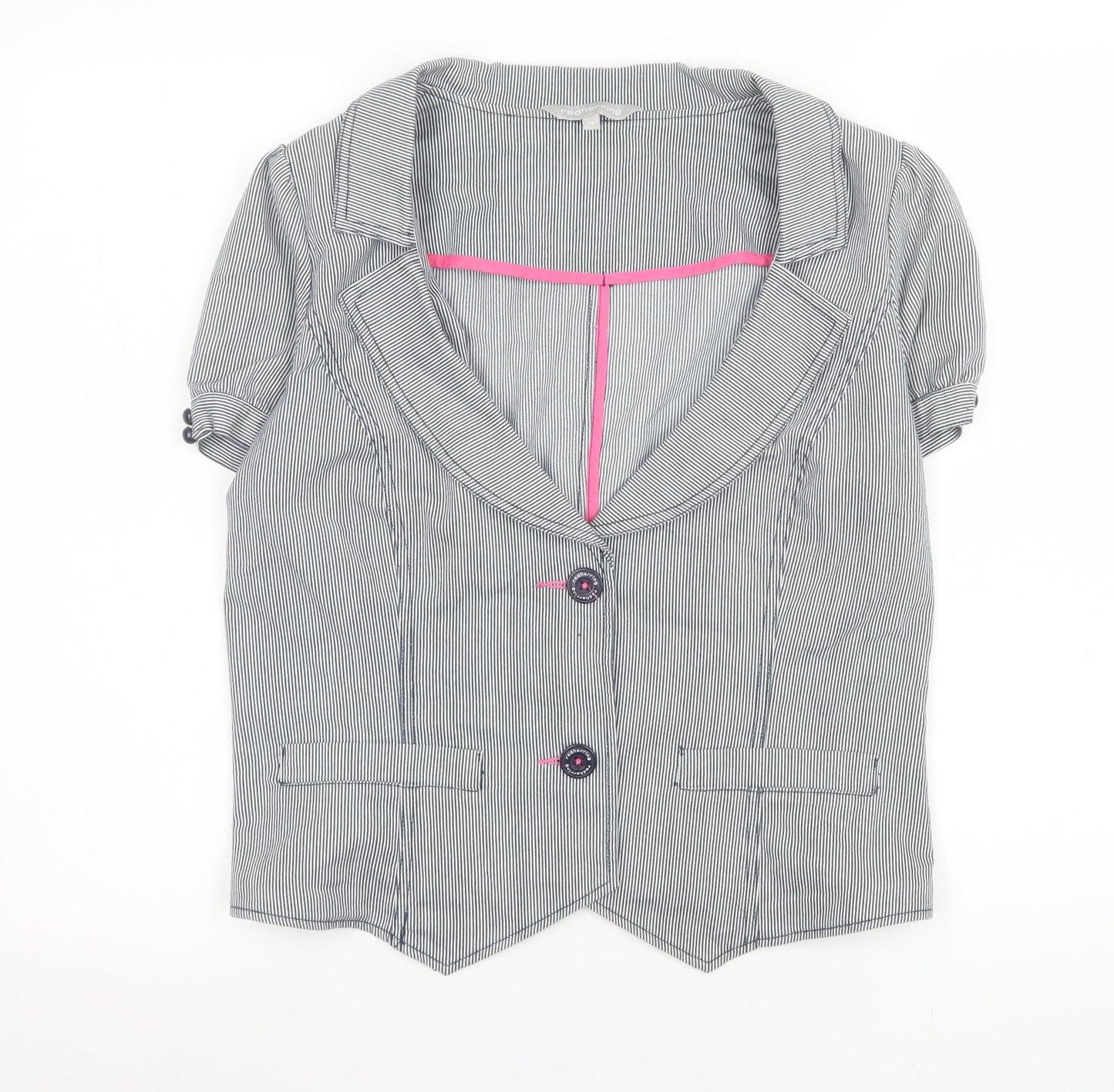 Debenhams Women Grey Pinstripe Short Sleeve Suit Top Size 14