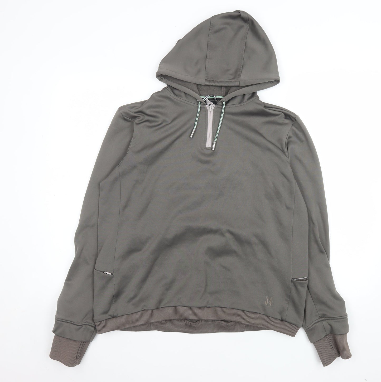 Union 34 Women's Grey 1/2 Zip Hooded Sweatshirt XL Relaxed Fit