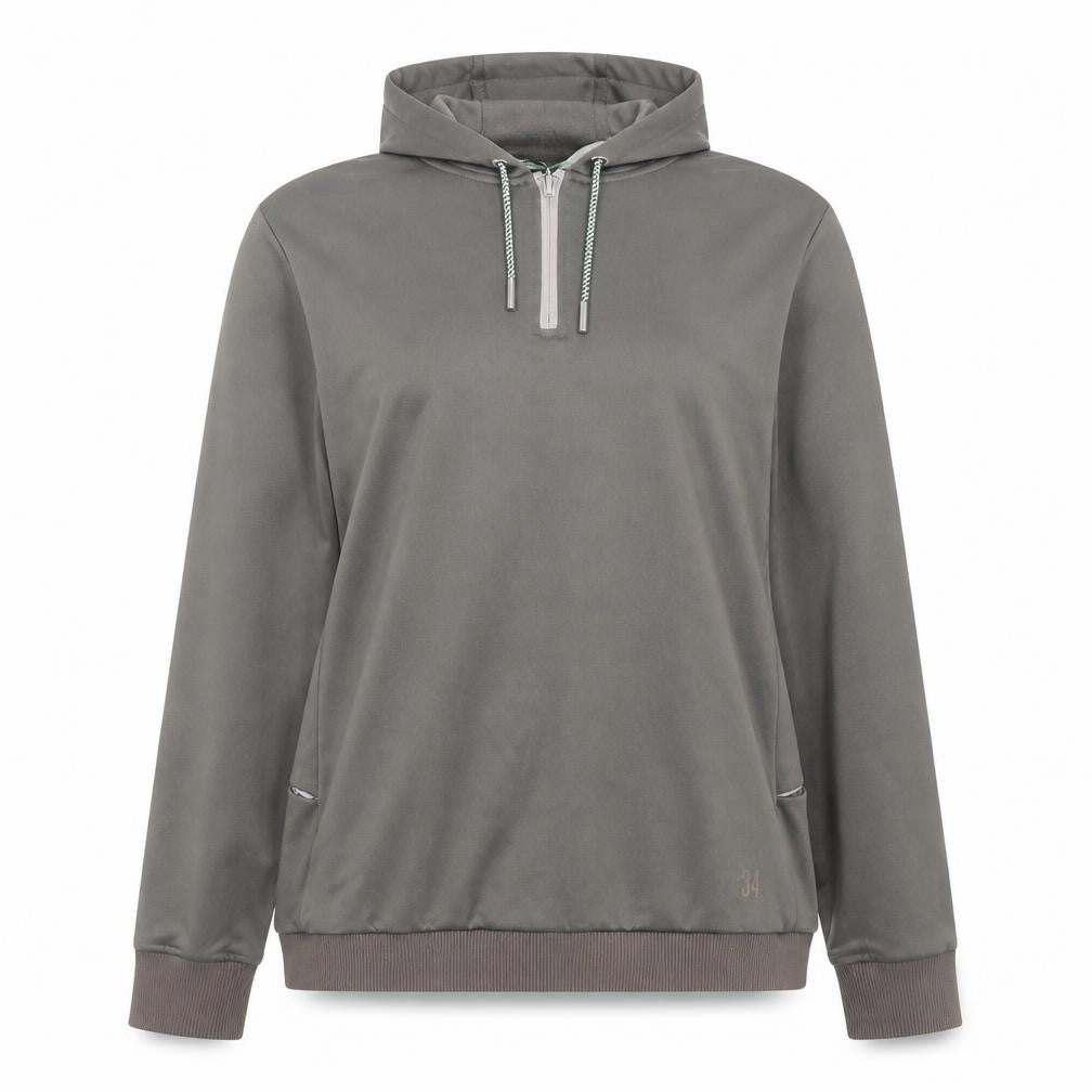 Union 34 Women's Grey 1/2 Zip Hooded Sweatshirt XL Relaxed Fit