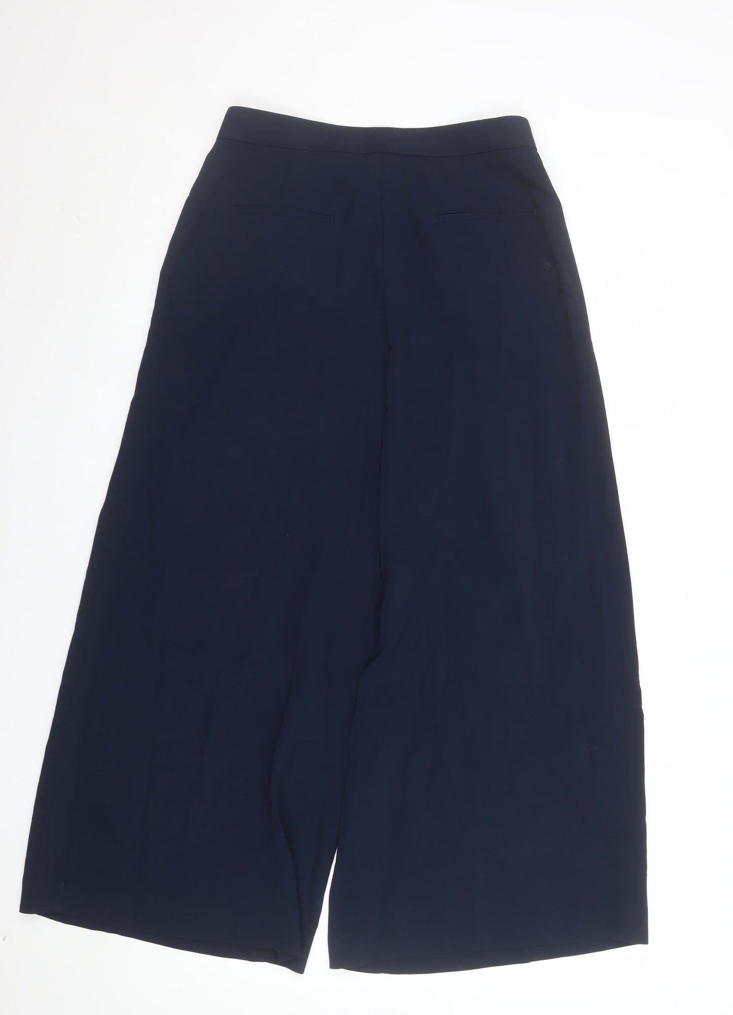 Massimo Dutti Women's Blue Cropped Wide-Leg Trousers Size 8