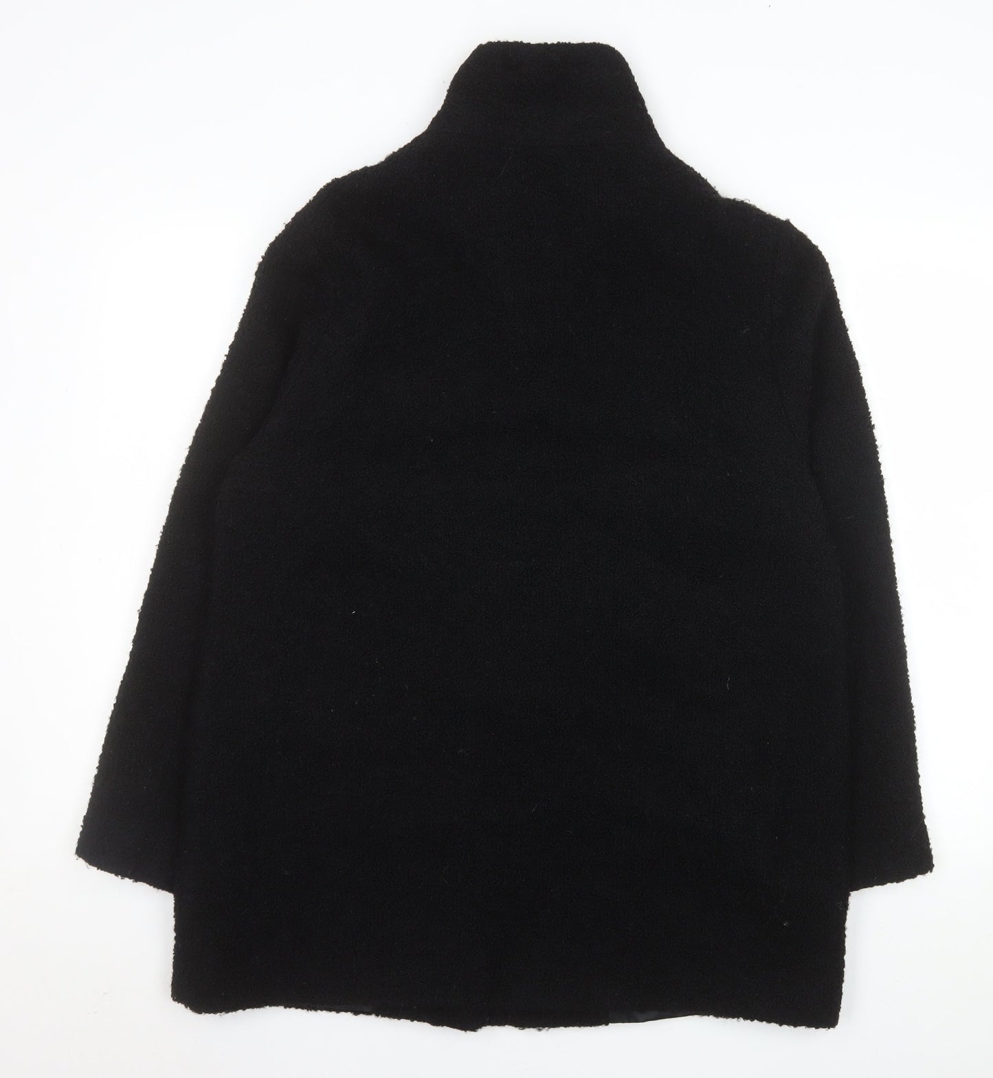 BHS Women’s Black Wool Blend Mid-Length Overcoat Size 14