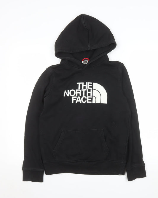 The North Face Boys Black L Pullover Hoodie with Logo Print