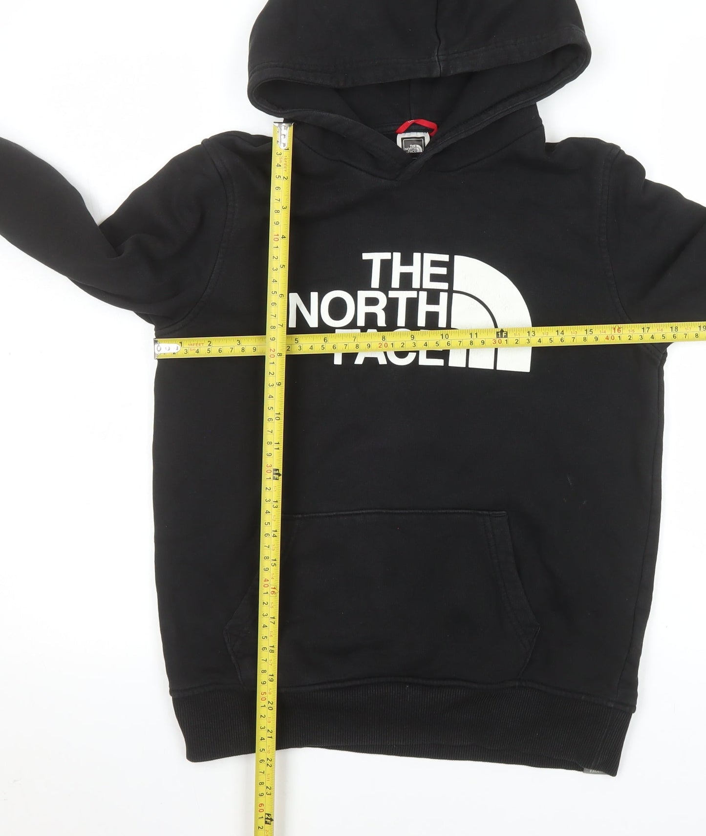 The North Face Boys Black L Pullover Hoodie with Logo Print