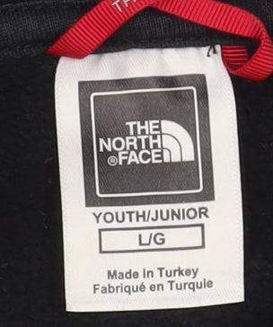 The North Face Boys Black L Pullover Hoodie with Logo Print