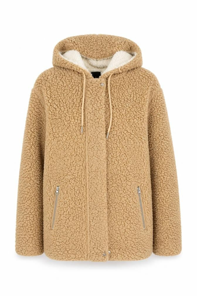 Me Jane Women’s Beige Faux Fur Hooded Jacket Size M