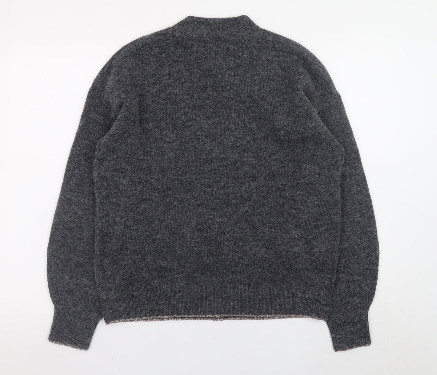 Marks and Spencer Women Grey Star Knit Crew Neck Jumper M