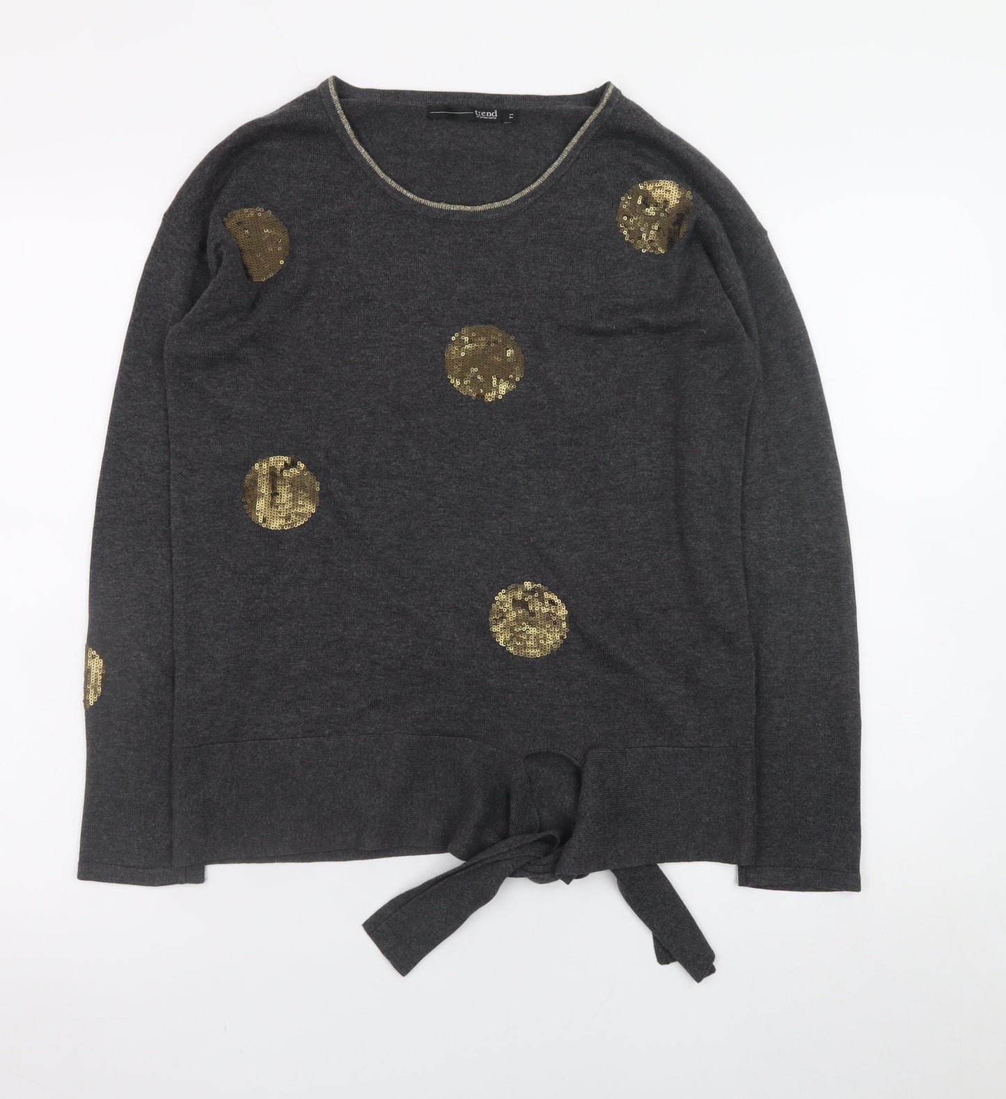 Trend by Captain Tortue Women's Grey Sequin Spot Jumper Size 12