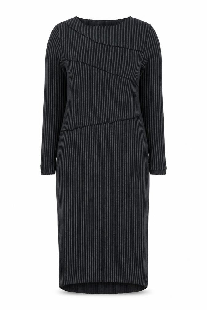 Boohoo Women’s Grey Striped Bodycon Knit Dress Size 16