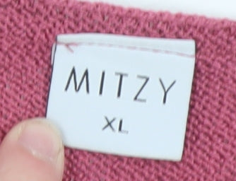 Mitzy Women Pink Sequin Asymmetric Hem Knit Jumper XL