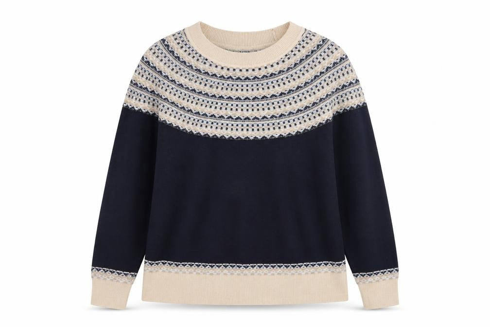 Next Women Beige Fair Isle Acrylic Pullover Jumper L 16