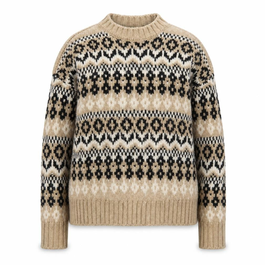 Marks and Spencer Women’s Beige Fair Isle Knit Jumper XS