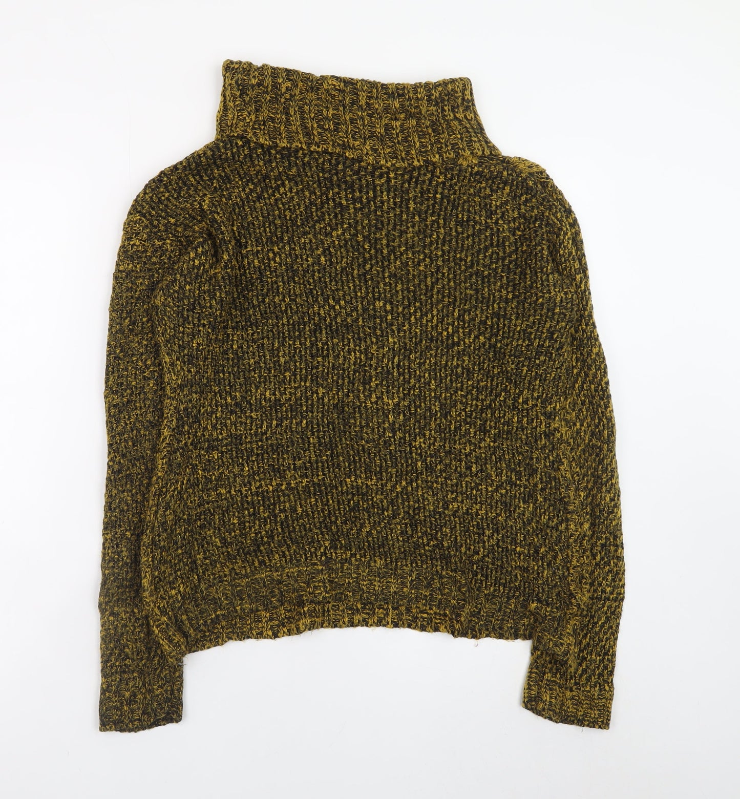 Bassini Women's Brown Roll Neck Chunky-Knit Wool Blend Jumper S