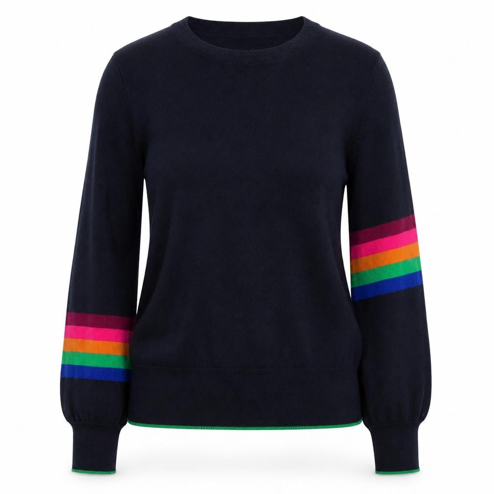 Next Petite Women's Blue Rainbow Stripe Knit Jumper Size S