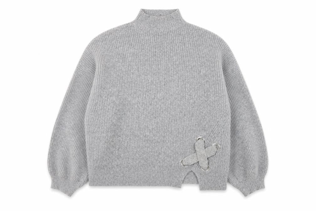 Miss Selfridge Womens Grey Mock Neck Ribbed Knit Jumper Size 8