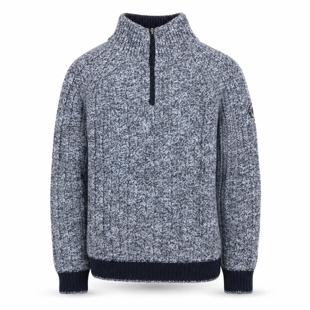 Cape Horn Men's Blue XL Cable-Knit Half Zip Wool Angora Jumper
