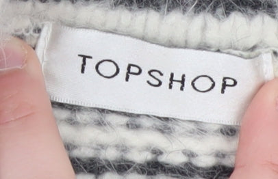 Topshop Women's Striped Cowl Neck Wool Blend Pullover Jumper Size 12