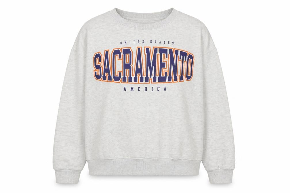 Pull & Bear Women Grey Sacramento Graphic Pullover Sweatshirt M