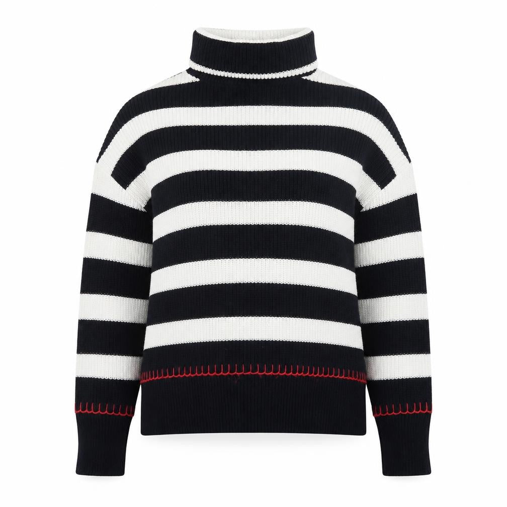 Crew Clothing Womens Navy Stripe Roll Neck Jumper Size 8