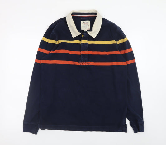 Fat Face Men's Blue Striped Rugby Long Sleeve Cotton Shirt - L