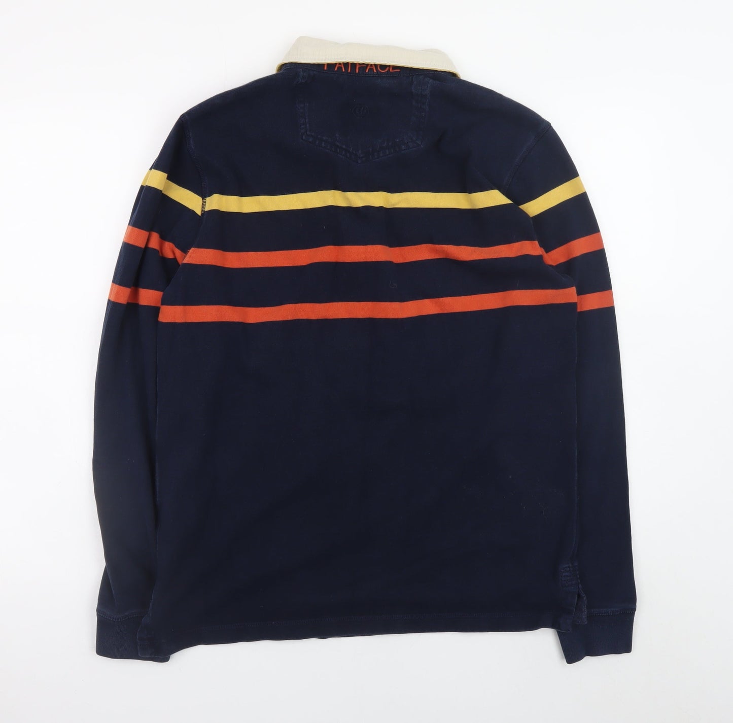 Fat Face Men's Blue Striped Rugby Long Sleeve Cotton Shirt - L