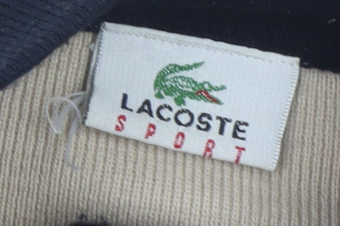 Lacoste Men Beige Striped 1/2 Zip High Neck Acrylic Jumper L