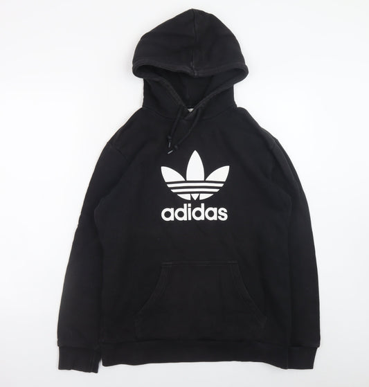Adidas Men's Black Pullover Hoodie M Sports Logo Fleece Sweatshirt