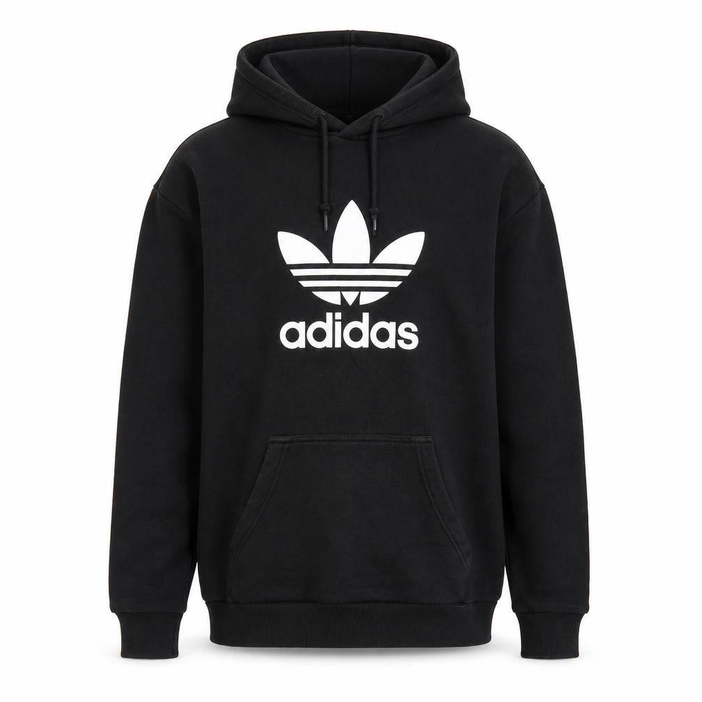 Adidas Men's Black Pullover Hoodie M Sports Logo Fleece Sweatshirt