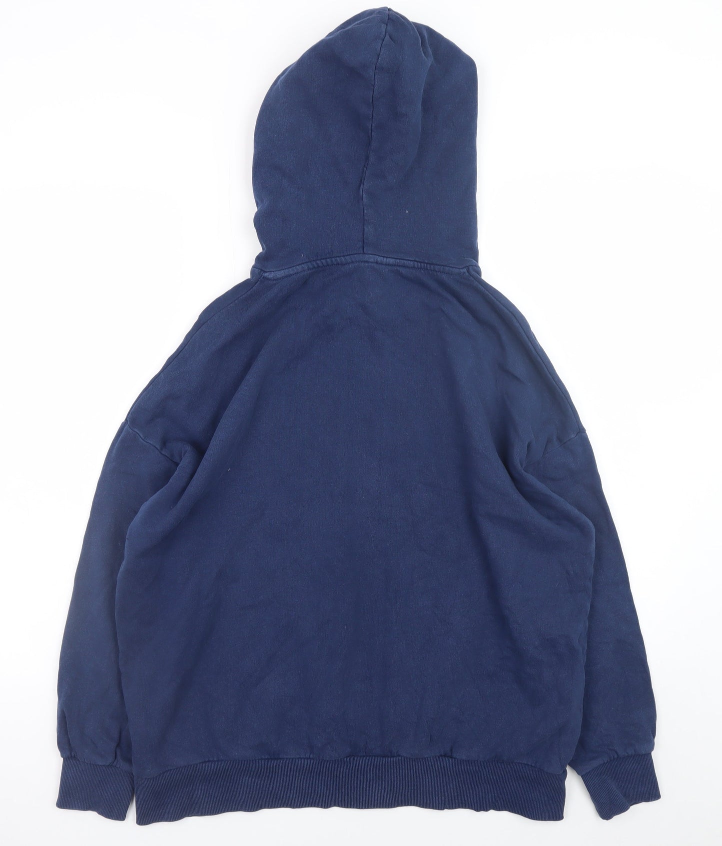 MNG Men's Blue Pullover Hoodie L Graphic Logo Fleece Sweatshirt