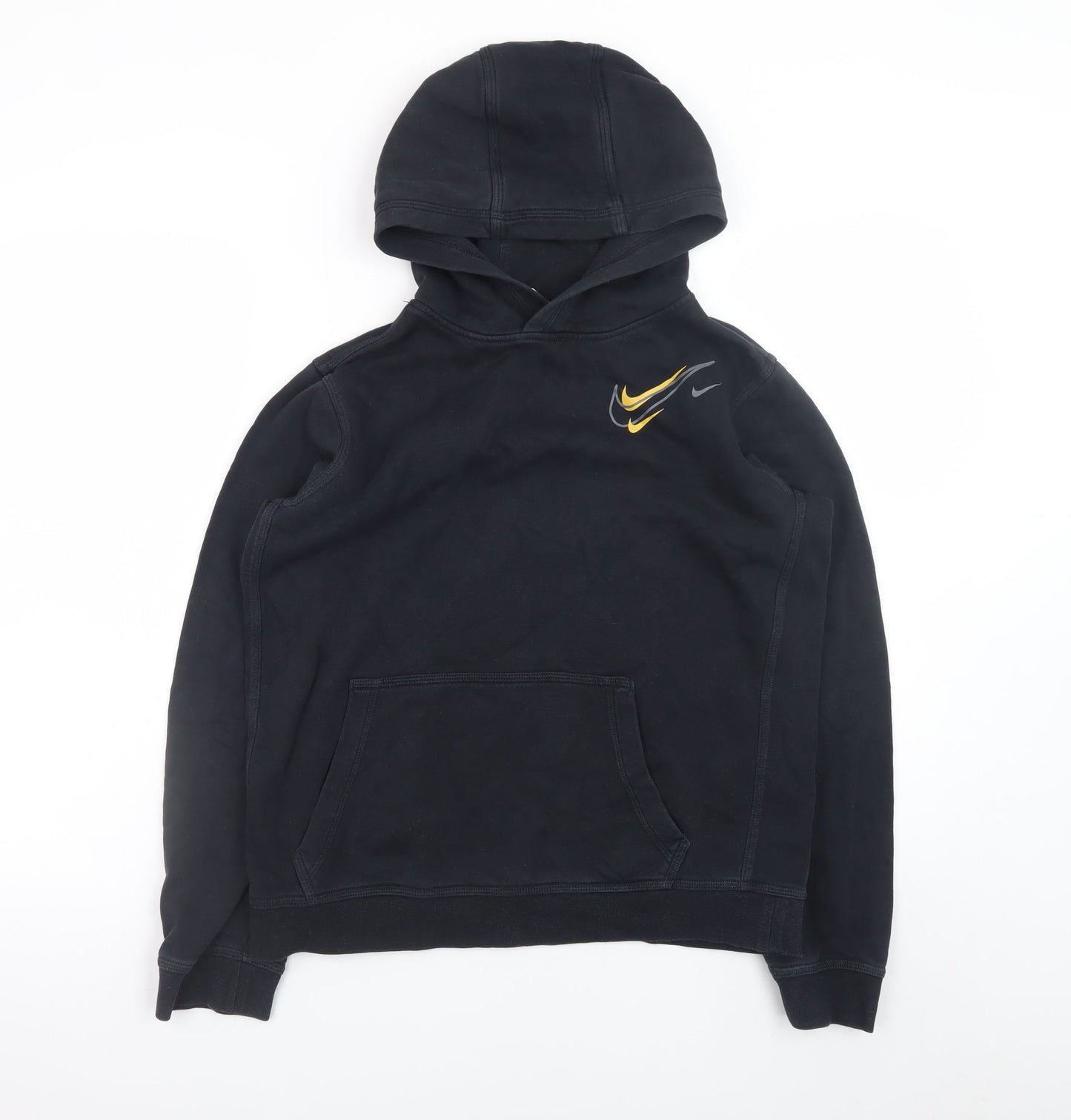 Nike Boys Black XL Pullover Fleece Hoodie with Yellow Logo