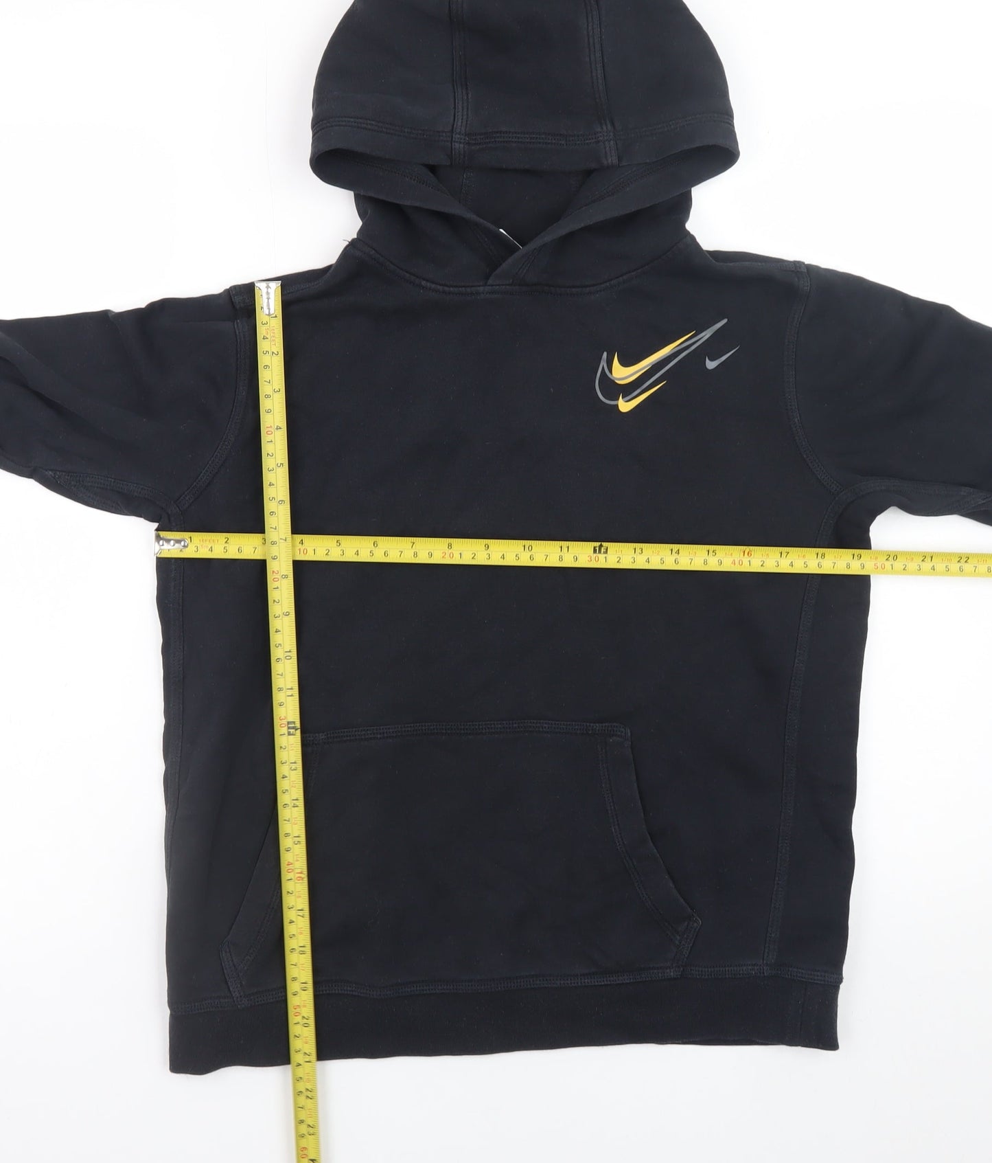 Nike Boys Black XL Pullover Fleece Hoodie with Yellow Logo