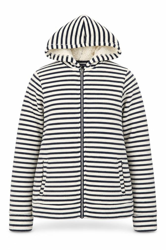 Craghoppers Womens Blue Stripe Full Zip Hoodie UK 10 Fleece Lined