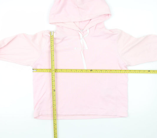 Champion Women Pink Pullover Hoodie Large Cotton Blend Hooded Sweatshirt