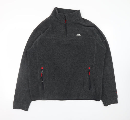 Trespass Men's Grey 1/4 Zip Fleece Sweatshirt L Outdoor Pullover