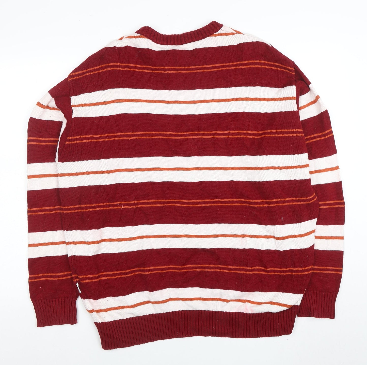 F426 Men's Red Striped Crew Neck Pullover Jumper Size M